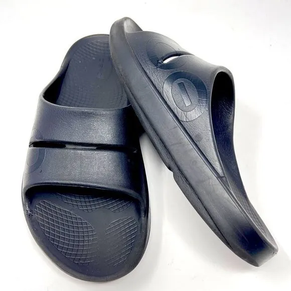 Oofos Ooahh Luxe Black Slide Recovery Comfort Sandals Size 10 Men's / 12 Women's