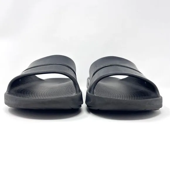 Oofos Ooahh Luxe Black Slide Recovery Comfort Sandals Size 10 Men's / 12 Women's
