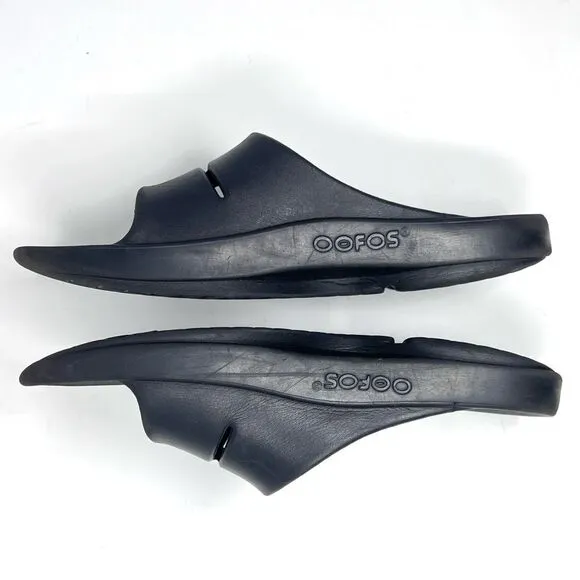 Oofos Ooahh Luxe Black Slide Recovery Comfort Sandals Size 10 Men's / 12 Women's
