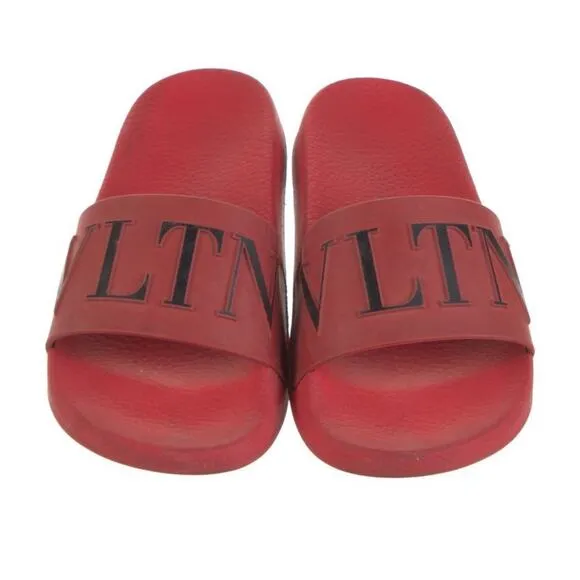 Original Red Valentino Garavani VLTN Black Logo Slides Rubber Sandals Sz EU 36