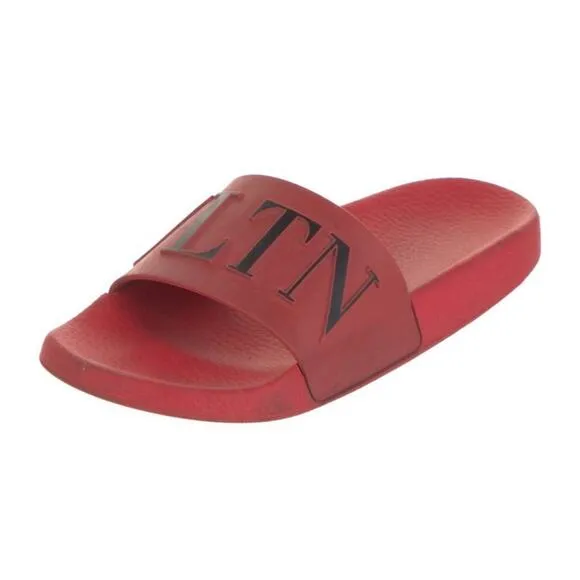 Original Red Valentino Garavani VLTN Black Logo Slides Rubber Sandals Sz EU 36