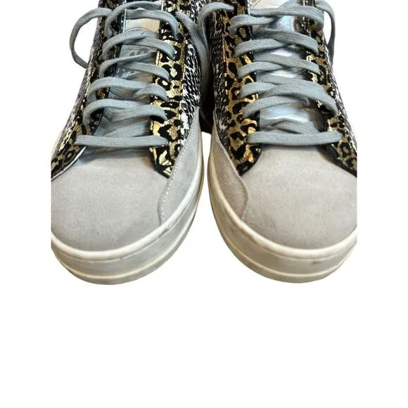 P448 John Snake-Print Low Top Lace-Up Sneakers Womens Gray Size 38