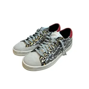 P448 John Snake-Print Low Top Lace-Up Sneakers Womens Gray Size 38