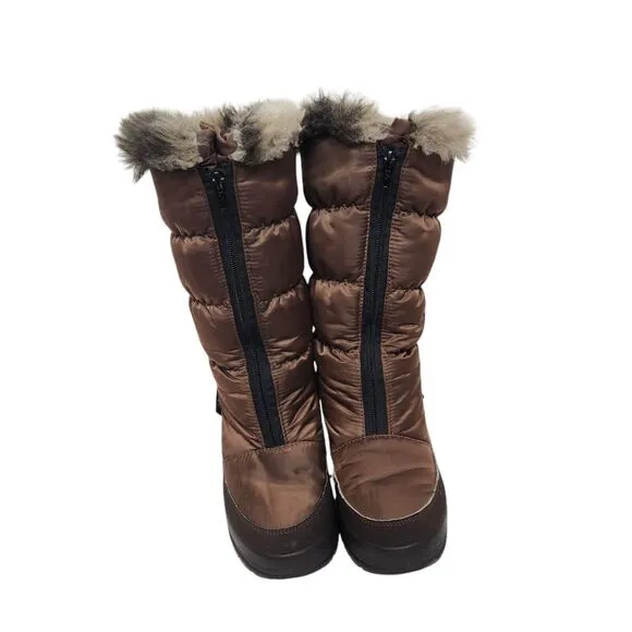 PAJAR Boots Womens EU 36 US 5-5.5 Brown Quilted Faux Fur Winter Snow Boots Zip