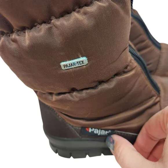 PAJAR Boots Womens EU 36 US 5-5.5 Brown Quilted Faux Fur Winter Snow Boots Zip