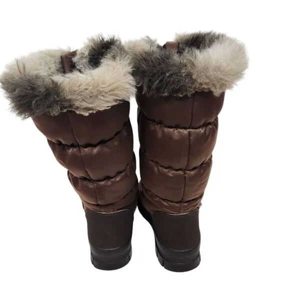 PAJAR Boots Womens EU 36 US 5-5.5 Brown Quilted Faux Fur Winter Snow Boots Zip
