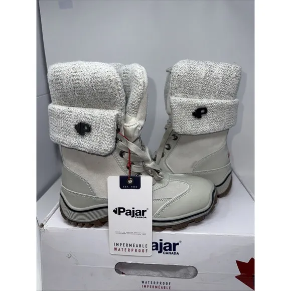 PAJAR CANADA &quot;AVA&quot; WOMEN'S LIGHT GRAY WINTER SNOW BOOTS SIZE 6-6.5 37 Nib
