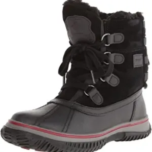 PAJAR ICELAND - WATERPROOF BLACK/GREY LEATHER/SUEDE SHORT PILE-LINED WINTER BOOT