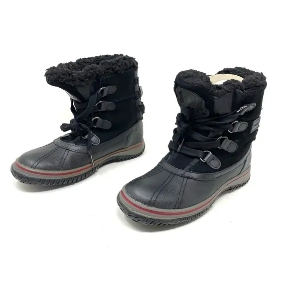 PAJAR ICELAND - WATERPROOF BLACK/GREY LEATHER/SUEDE SHORT PILE-LINED WINTER BOOT