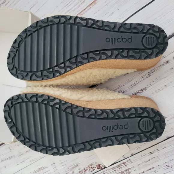 Papillio by Birkenstock Namica Teddy Eggshell Shearling Mules Slides NEW