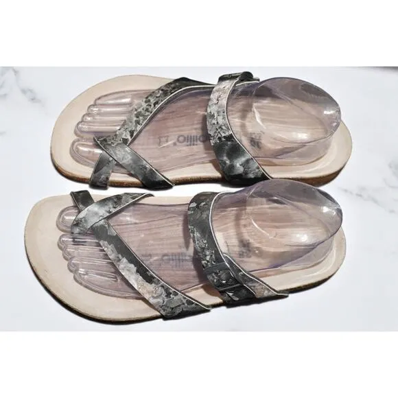Papillio by Birkenstock Women’s Sandals Size 38 | Black Marble Strappy Cork Foot