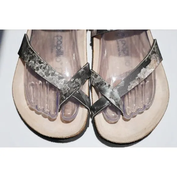 Papillio by Birkenstock Women’s Sandals Size 38 | Black Marble Strappy Cork Foot