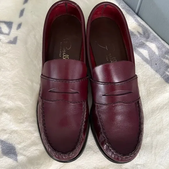 Pappagallo Burgundy Leather Penny Loafers Vtg 8M Made in Italy Preppy Old Money