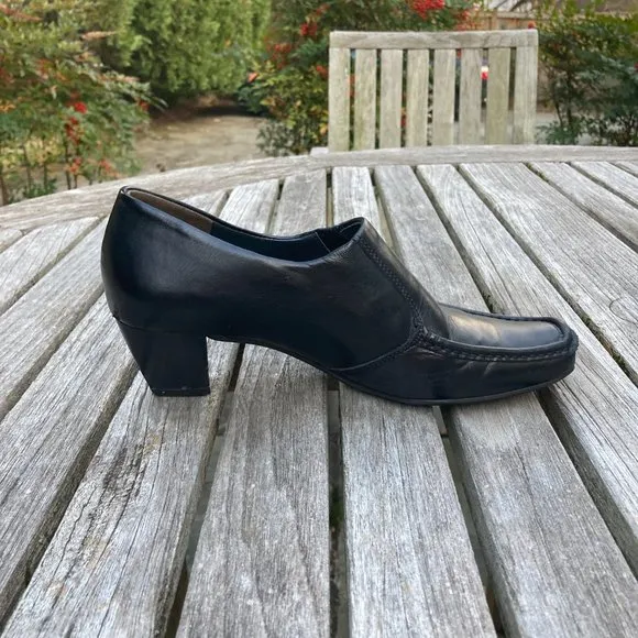 Paul Green Black Leather Slip-on Shoes - US Size 5B