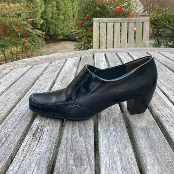 Paul Green Black Leather Slip-on Shoes - US Size 5B