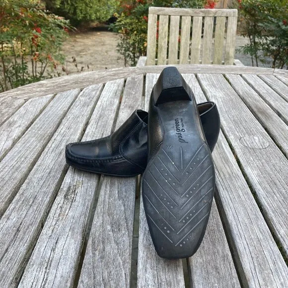 Paul Green Black Leather Slip-on Shoes - US Size 5B