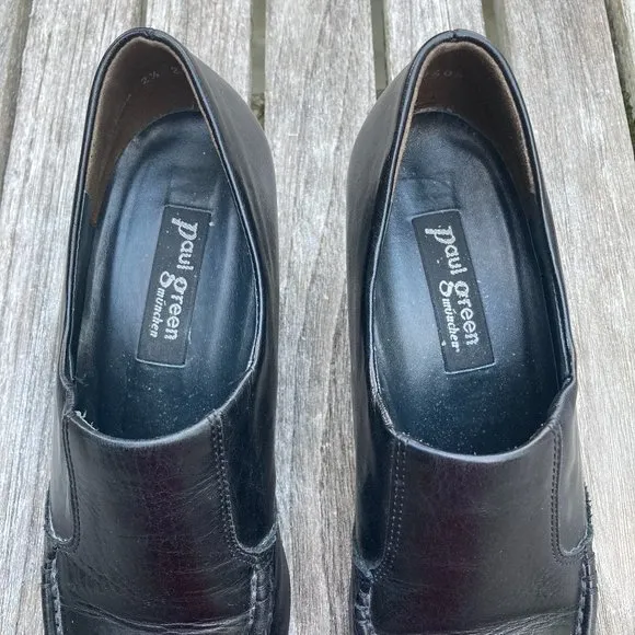 Paul Green Black Leather Slip-on Shoes - US Size 5B
