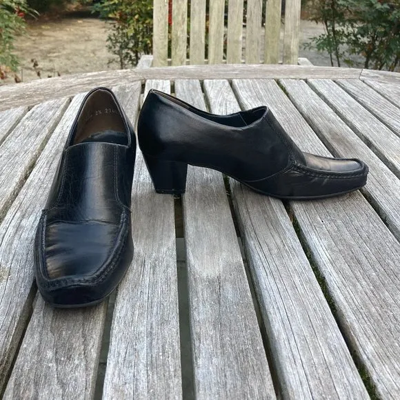 Paul Green Black Leather Slip-on Shoes - US Size 5B