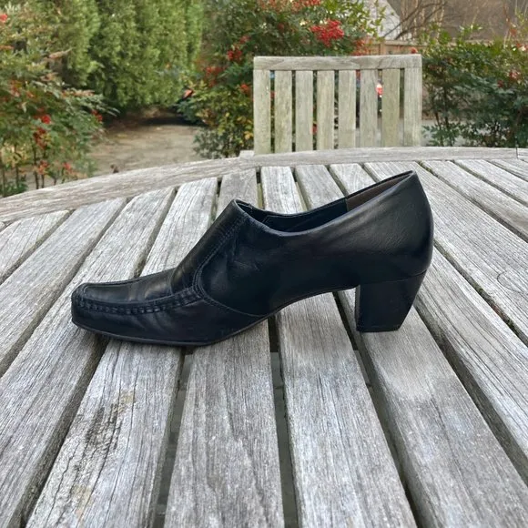 Paul Green Black Leather Slip-on Shoes - US Size 5B