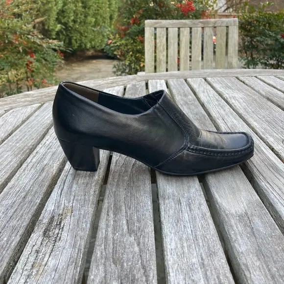 Paul Green Black Leather Slip-on Shoes - US Size 5B