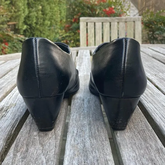 Paul Green Black Leather Slip-on Shoes - US Size 5B