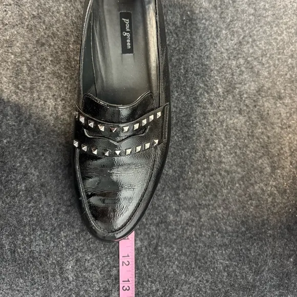 Paul Green Loafers Womens 10-10.5 Black Sofia Patent Leather Studded City Preppy