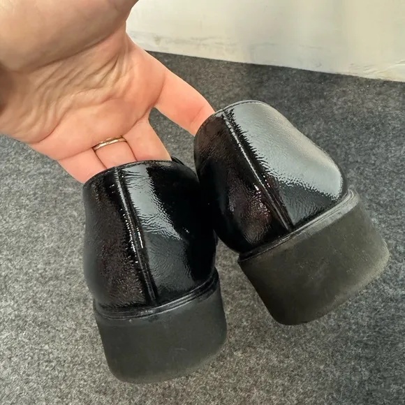 Paul Green Loafers Womens 10-10.5 Black Sofia Patent Leather Studded City Preppy