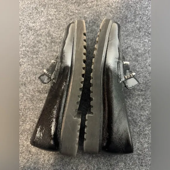 Paul Green Loafers Womens 10-10.5 Black Sofia Patent Leather Studded City Preppy