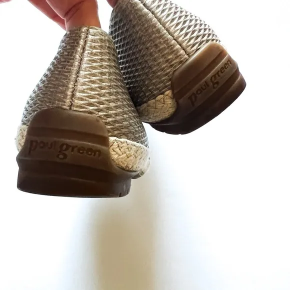 Paul Green Metallic Neutral Layla Espadrille Slip On Flats AU 7.5 US 10