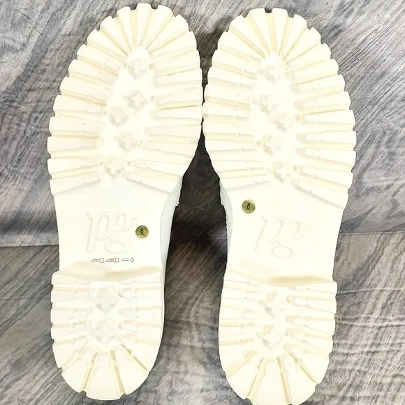 PAUL GREEN Super Soft Justine Leather Penny Loafers Women's White 8.5 M Lug Sole