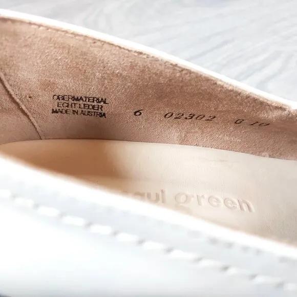 PAUL GREEN Super Soft Justine Leather Penny Loafers Women's White 8.5 M Lug Sole