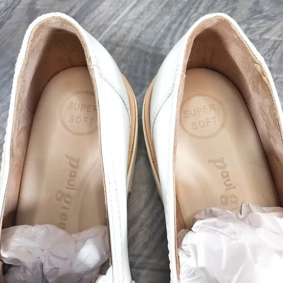 PAUL GREEN Super Soft Justine Leather Penny Loafers Women's White 8.5 M Lug Sole