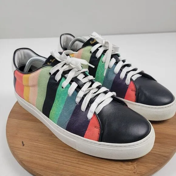 Paul Smith Artist Stripe Basso Leather Sneakers Men's Shoe Sz EU 44 US 11 $370