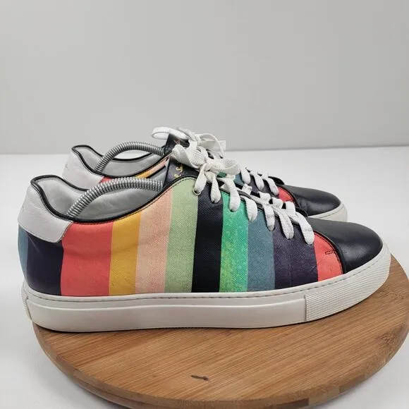 Paul Smith Artist Stripe Basso Leather Sneakers Men's Shoe Sz EU 44 US 11 $370