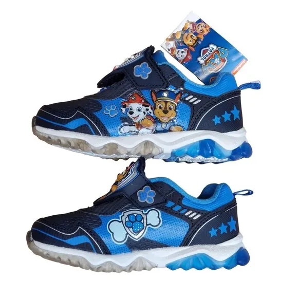 Paw Patrol Light Up Sneakers, Size 7, Blue, New