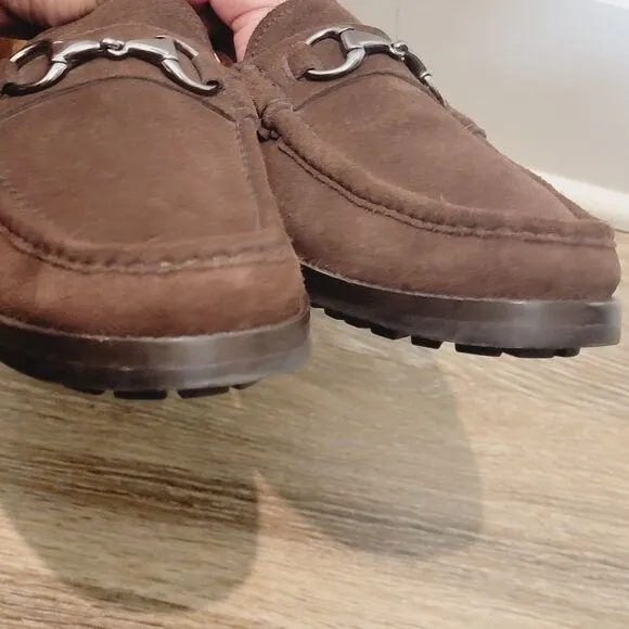 Peter Millar Brown Suede Horsebit Loafers Size 11 Wide