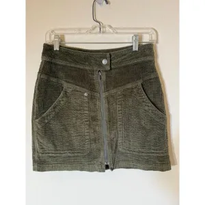 Pistola Olive Green Corduroy Mini Skirt with Zipper‎ Detail