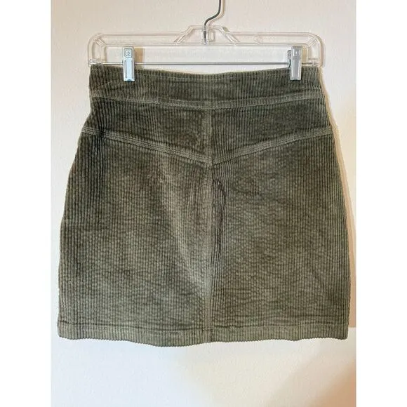 Pistola Olive Green Corduroy Mini Skirt with Zipper‎ Detail