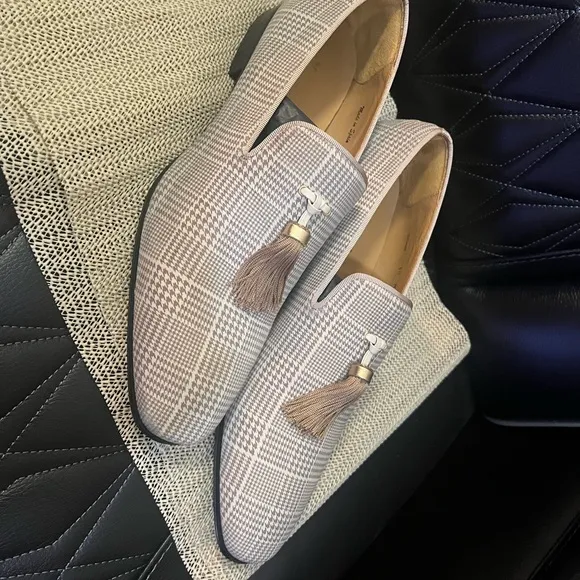 Plaid Tassel Loafers - brown/tan