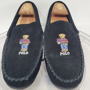 Polo Ralph Lauren Brenan Bear Genuine Suede Loafer Slipper Black Men’s Size 10