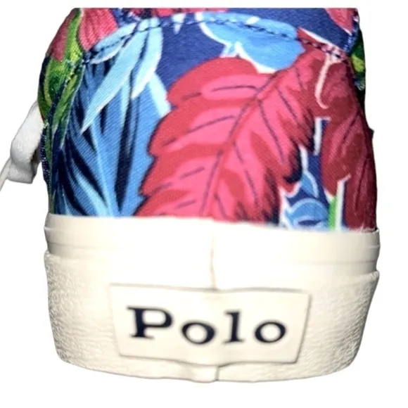 Polo Ralph Lauren Keaton White Pony &amp; Floral Canvas Sneakers Tropical Print