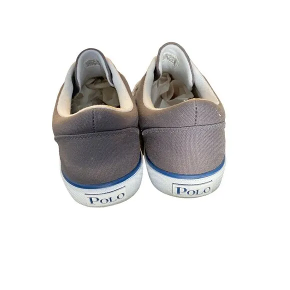 Polo Ralph Lauren Mens Casual Sneakers Size 11D Gray &amp; Blue Canvas Fabric Upper