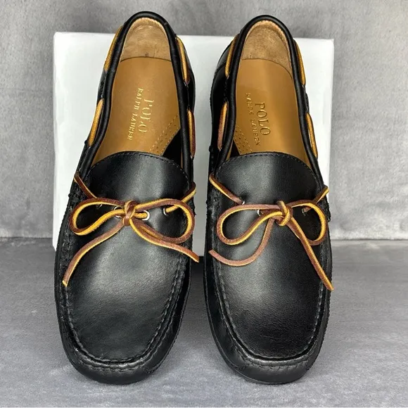 🔥🔥🔥Polo Ralph Lauren Roberts Black Smith Leather Drivers, Black 9.5D🔥🔥🔥