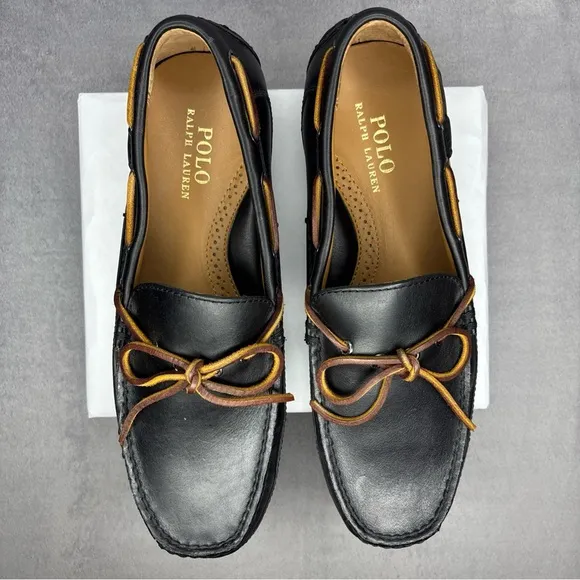 🔥🔥🔥Polo Ralph Lauren Roberts Black Smith Leather Drivers, Black 9.5D🔥🔥🔥