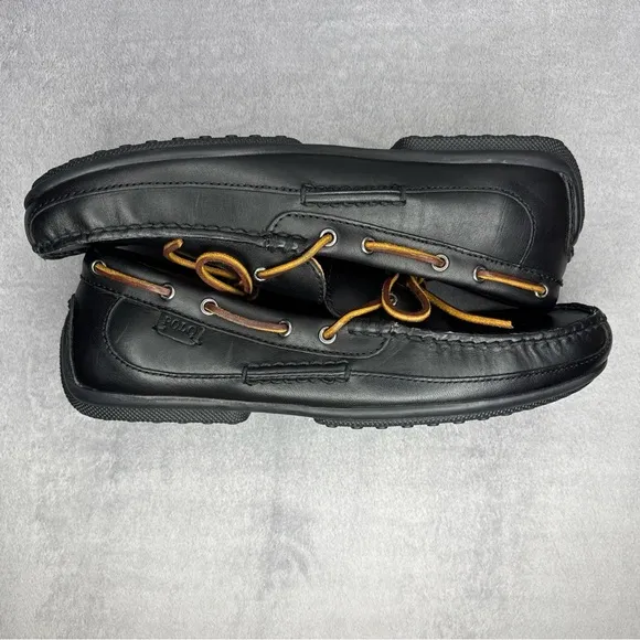🔥🔥🔥Polo Ralph Lauren Roberts Black Smith Leather Drivers, Black 9.5D🔥🔥🔥