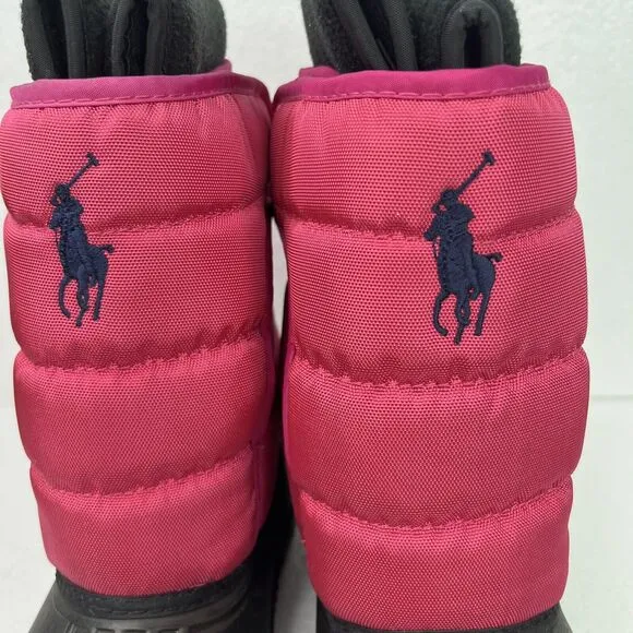 POLO RALPH LAUREN VANCOUVER BIG PONY EZ SNOW BOOTS RASPBERRY/BLACK KIDS SIZE 4❄️