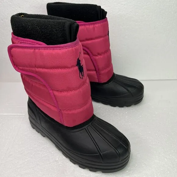 POLO RALPH LAUREN VANCOUVER BIG PONY EZ SNOW BOOTS RASPBERRY/BLACK KIDS SIZE 4❄️
