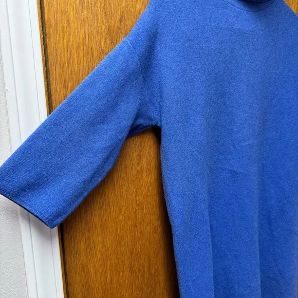 Pomander Place Viviane Shimmer 3/4 Sleeve Turtleneck Mini Dress Blue Small S