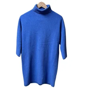 Pomander Place Viviane Shimmer 3/4 Sleeve Turtleneck Mini Dress Blue Small S