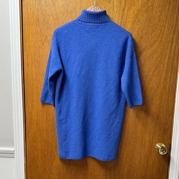 Pomander Place Viviane Shimmer 3/4 Sleeve Turtleneck Mini Dress Blue Small S
